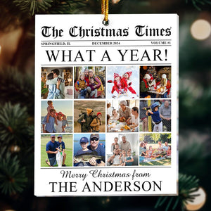 Personalized Christmas Magazine Photo Ornament, The Christmas Times - What A Year Newspaper, Gift For Friends Besties BFF, Xmas Decoration