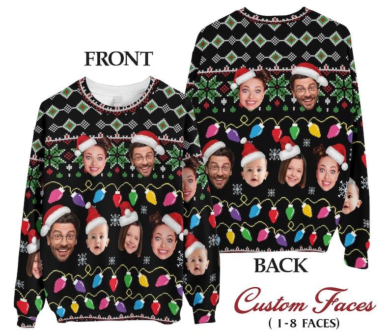 Custom Face Christmas Sweatshirt For Men Women, Custom Ugly Christmas Sweatshirt, Personalized Christmas Shirt, Funny Custom Face Sweatshirt