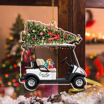Personalized Golf Cart Christmas Ornament, Golf Car Shaped Acrylic Ornament, Golf Lovers Gifts, Golf Cart Ornament, Golf Clubs Ornament