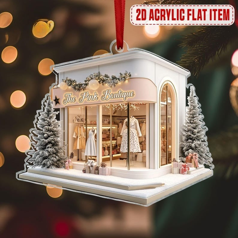 Personalized Women's Boutique Christmas Ornament 2024, Custom Fashion Ornaments, Chic Ornaments, Clothing Store Ornament, Boutique Gift