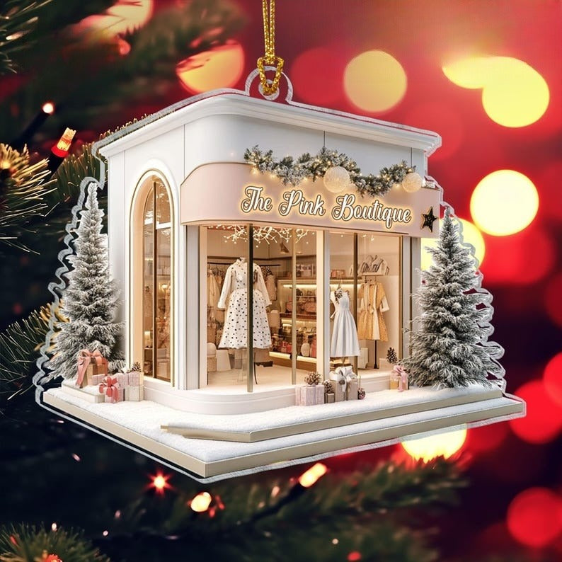 Personalized Women's Boutique Christmas Ornament 2024, Custom Fashion Ornaments, Chic Ornaments, Clothing Store Ornament, Boutique Gift