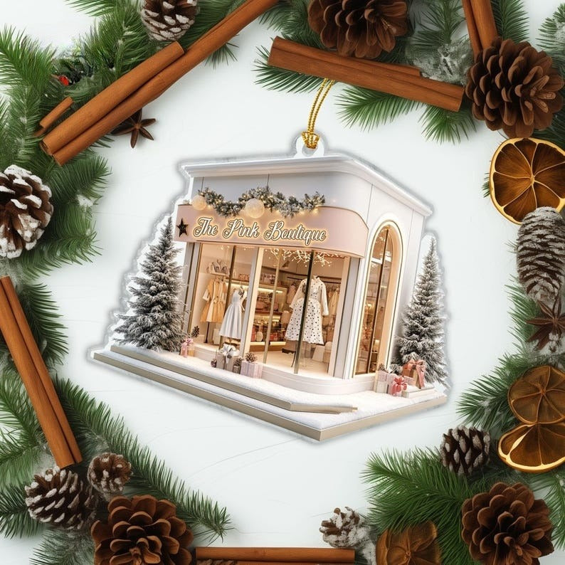 Personalized Women's Boutique Christmas Ornament 2024, Custom Fashion Ornaments, Chic Ornaments, Clothing Store Ornament, Boutique Gift