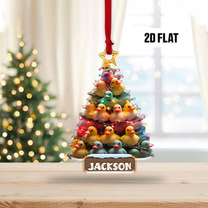 Personalized Duck Toy 2D Flat Ornament, Funny Duck Toy Rearview Mirror Car Accessories, Duck Toy Tree Christmas Ornament, Xmas Gift for Kids