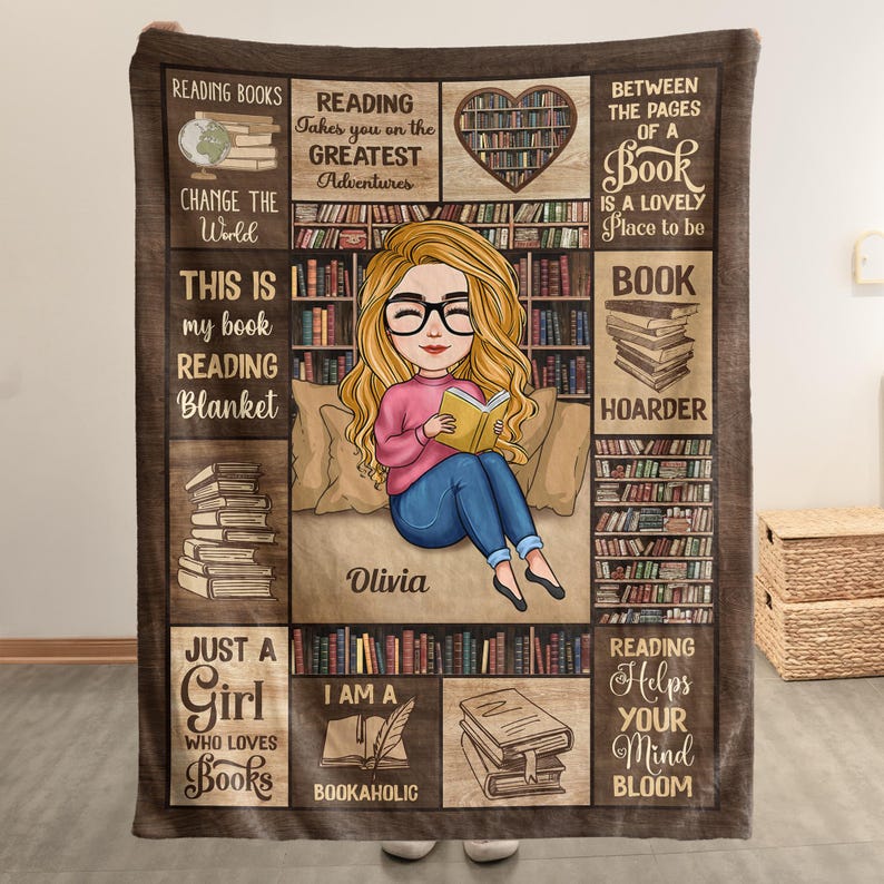 Personalized Book Lover Blanket, Warm Soft Blanket For Women, Just A Girl Who Loves Books, Gift For Daughter, Gift For Bookworm Book Club