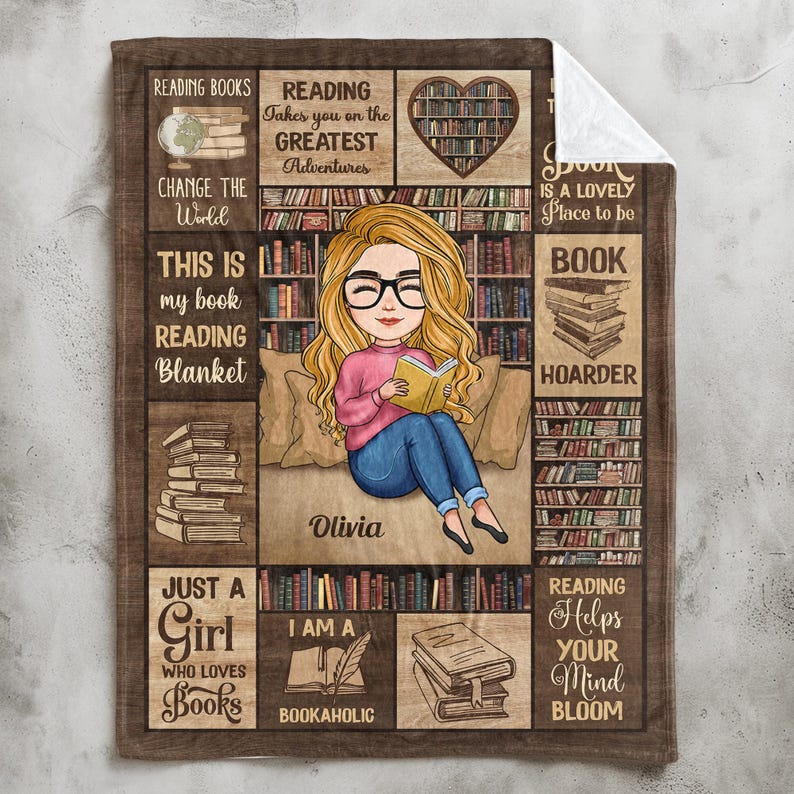 Personalized Book Lover Blanket, Warm Soft Blanket For Women, Just A Girl Who Loves Books, Gift For Daughter, Gift For Bookworm Book Club