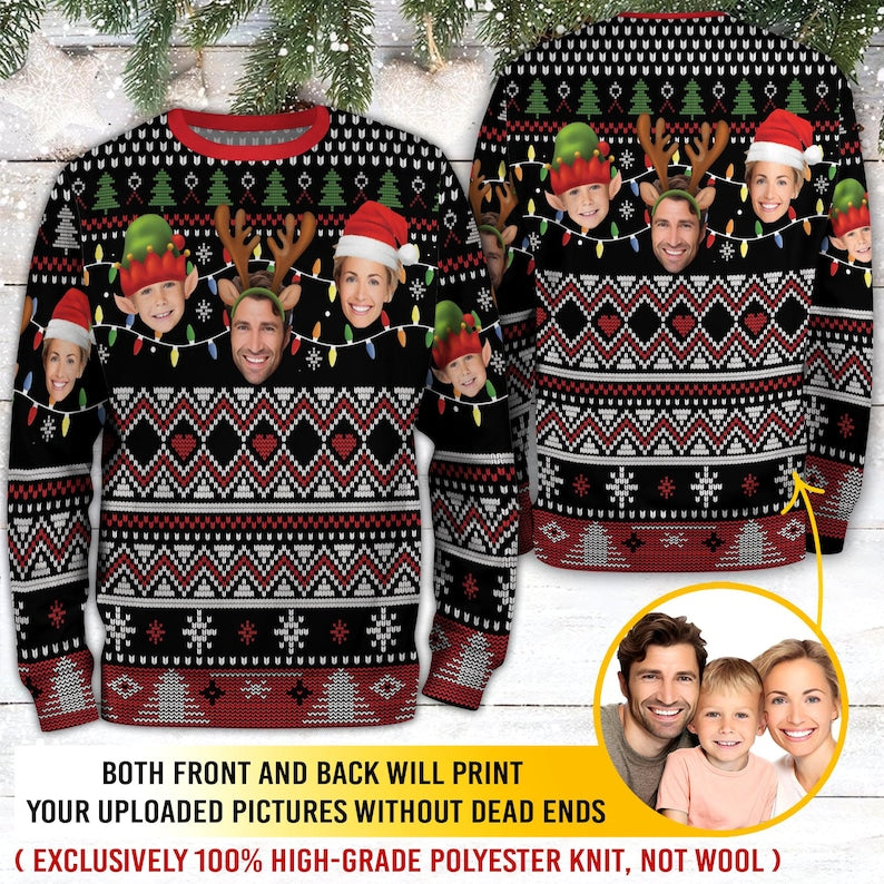 Custom Face Christmas Sweatshirt For Men Women, Custom Ugly Sweatshirt, Personalized Pet Christmas Sweatshirt, Funny Custom Face Sweatshirt