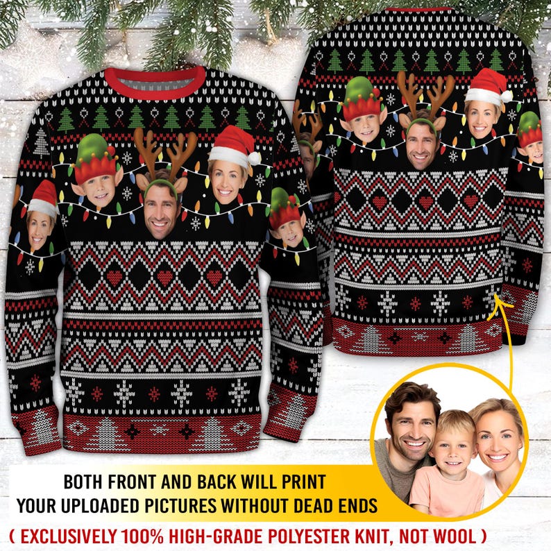 Custom Face Christmas Sweater For Men Women, Custom Ugly Sweatshirt, Personalized Pet Christmas Sweater, Funny Custom Face Sweatshirt