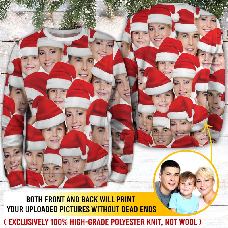 Custom Face Christmas Sweater For Men Women, Custom Ugly Sweatshirt, Personalized Pet Christmas Sweater, Funny Custom Face Sweatshirt