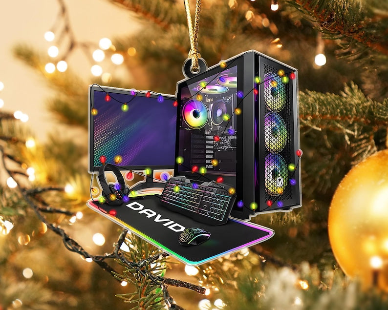 Custom 2D Pc Gamer Ornament: Gaming Computer Christmas Ornament, Christmas Tree Decor, Custom Computer Ornament, Gift for Him Ornament Gift