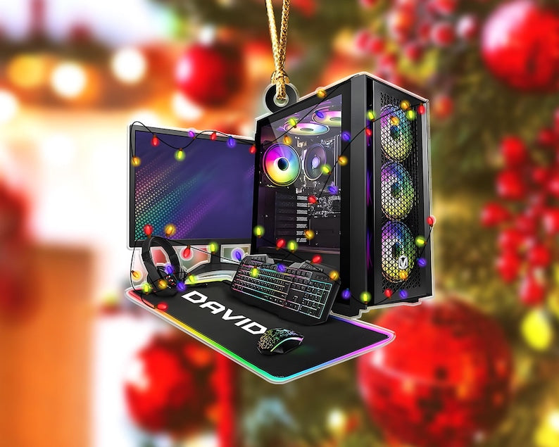 Custom 2D Pc Gamer Ornament: Gaming Computer Christmas Ornament, Christmas Tree Decor, Custom Computer Ornament, Gift for Him Ornament Gift