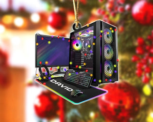 Custom 2D Pc Gamer Ornament: Gaming Computer Christmas Ornament, Christmas Tree Decor, Custom Computer Ornament, Gift for Him Ornament Gift