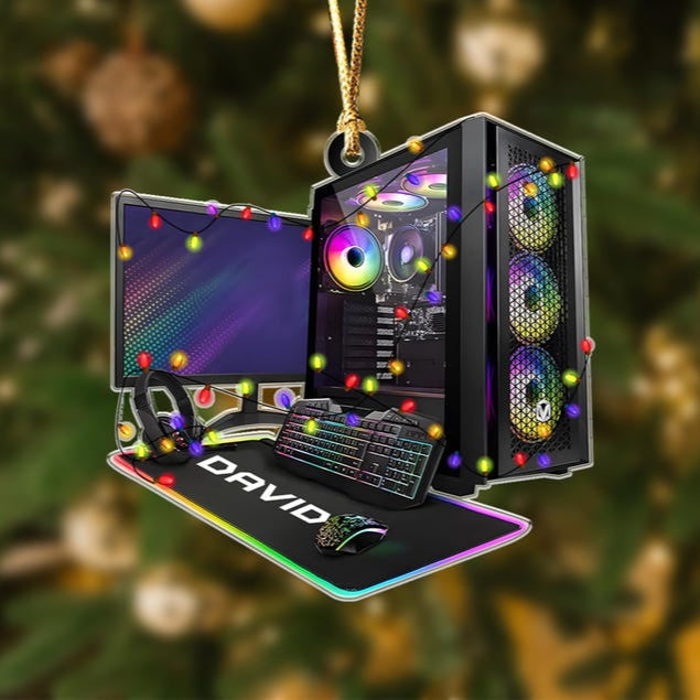 Custom 2D Pc Gamer Ornament, Gaming Computer Christmas Ornament, Christmas Tree Decor, Custom Computer Ornament, Gift for Him Ornament Gift