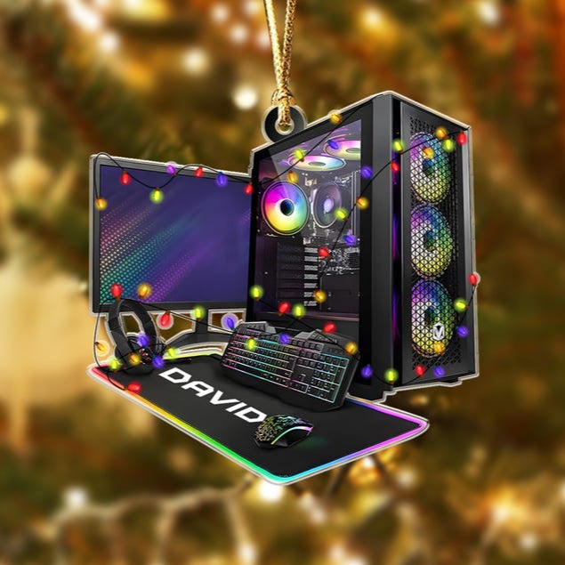 Custom 2D Pc Gamer Ornament, Gaming Computer Christmas Ornament, Christmas Tree Decor, Custom Computer Ornament, Gift for Him Ornament Gift