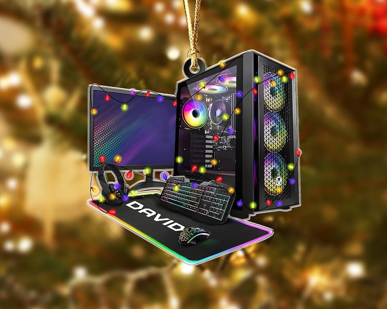 Custom 2D Pc Gamer Ornament: Gaming Computer Christmas Ornament, Christmas Tree Decor, Custom Computer Ornament, Gift for Him Ornament Gift