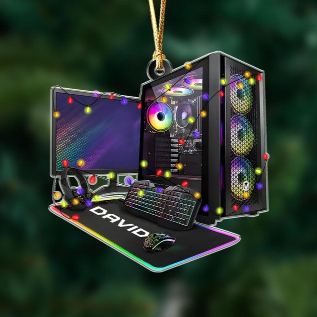 Custom 2D Pc Gamer Ornament, Gaming Computer Christmas Ornament, Christmas Tree Decor, Custom Computer Ornament, Gift for Him Ornament Gift