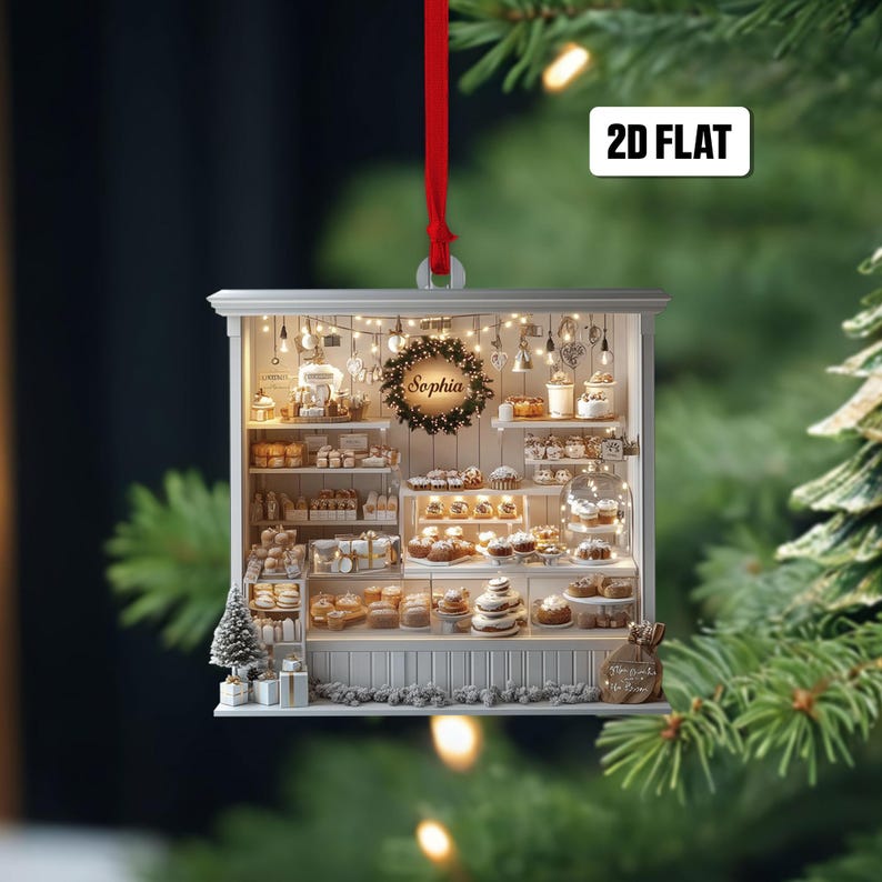 Personalized Bakery Christmas 2D Flat, Bakery Keepsake, Gift For Baking Lovers, Bakery Owner Gift, Christmas Bakery Decor