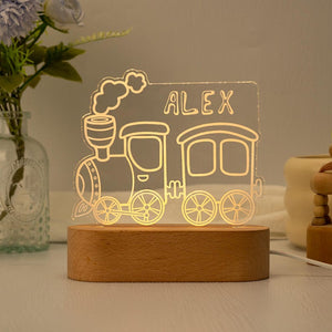 Personalized Train Night Light,Baby Boy Night Light, Cute Night Light,Birthday Gifts For Kids,Christmas Gifts for Toddlers,Nursery Decor