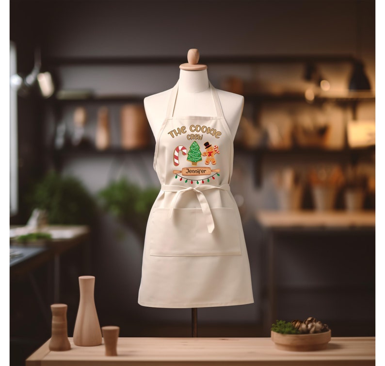 Custom Cookie Crew Apron, Christmas Apron, Personalized Christmas Cookie Crew Apron, Cookie Apron, Christmas Gift For Women, Xmas Gift