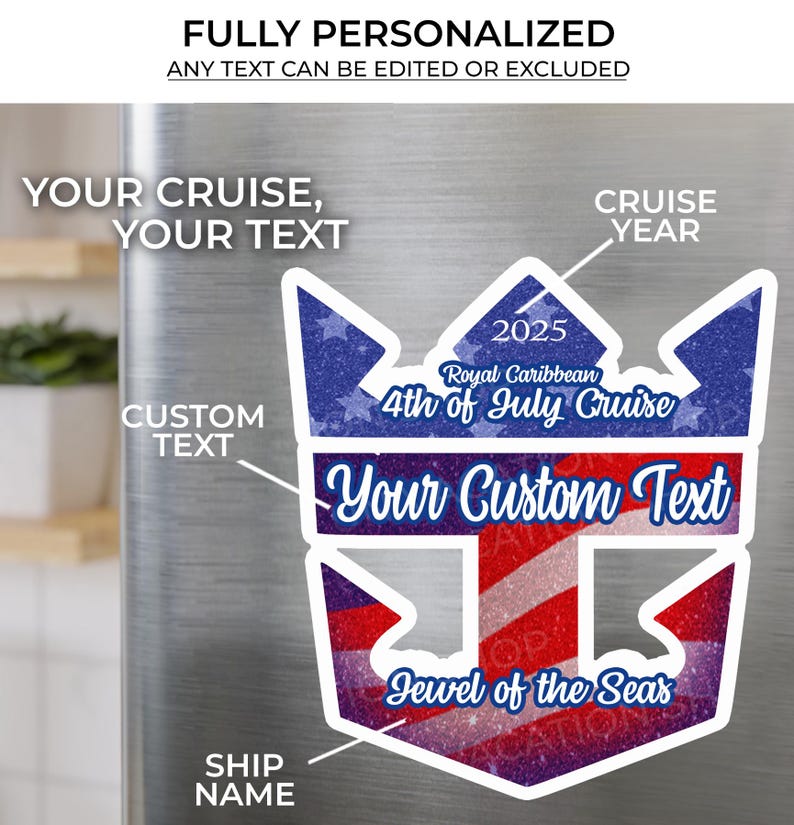 July 4th Cruise Door Magnets Royal Caribbean | Personalized 4th of July Royal Caribbean Cruise Door Cruise Magnets | Cruise Door Magnet Sign