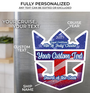 July 4th Cruise Door Magnets Royal Caribbean | Personalized 4th of July Royal Caribbean Cruise Door Cruise Magnets | Cruise Door Magnet Sign