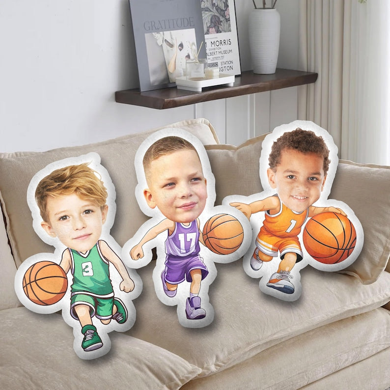 Custom Face Basketball Pillow, Funny 3D Ugly Pillow from photo, Birthday Boy Gift, Basketball Player gift, Kids Shaped Pillow, Stuffed decor