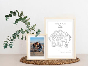 Custom Line Drawing from Photo - Personalized Couple Portrait & Gift for Boyfriend, Last Minute Birthday Gift for Him, Couple Line Art