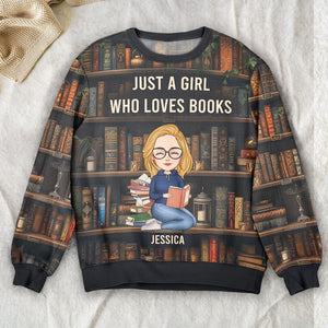 Book Lover Personalized Sweatshirt And Sweatpants Set, Just A Girl Who Loves Books Personalized Joggers, Book Lover Gift, Book Club Gifts