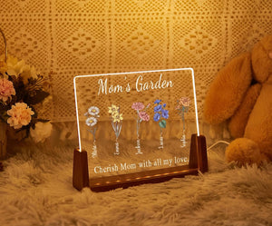 Custom Mom's Garden Night Light with name,Birth Month Flower Custom Light,Family member names, Mother's Day Gift,Family Birth Flower Gift