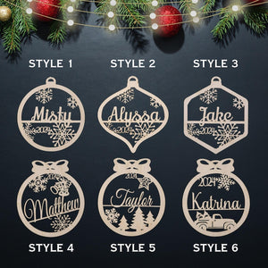Personalized Christmas Wood Ornament |Custom name Ornament | Laser Cut Gift Tag | Laser Cut Name Bauble
