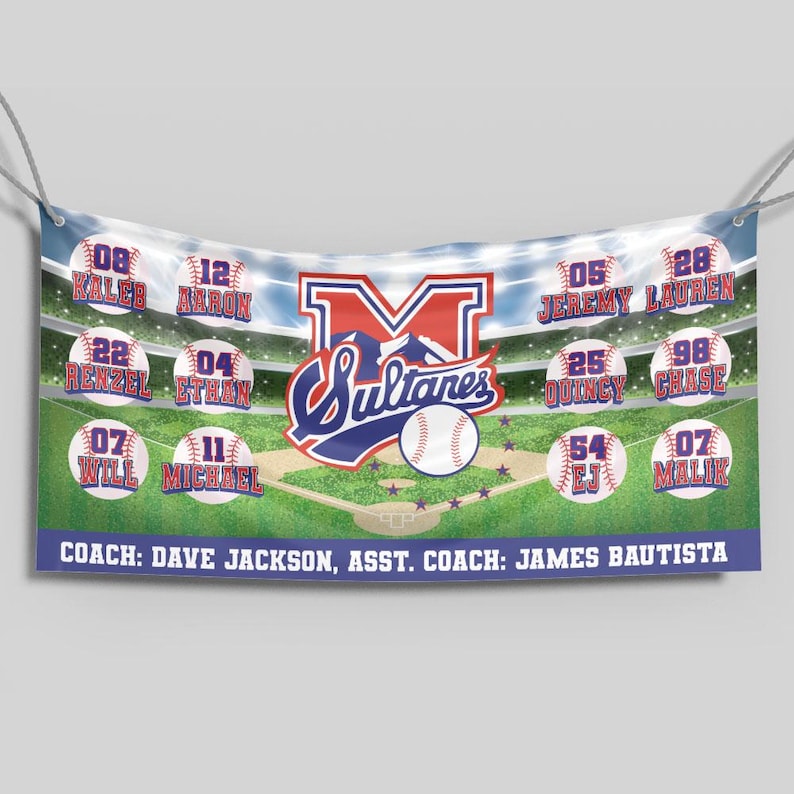Baseball Team Banner Sports Team Banner Softball Team Banner Little League Banner Team Poster Custom Photo Banners Full Color Team Banner