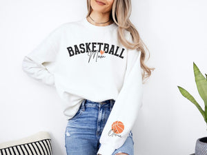 Mom Basketball Sweatshirt Custom Basketball Mama Sweatshirt Name on Sleeve Basketball Mom Sweatshirt Personalized Basketball Gift for Mom