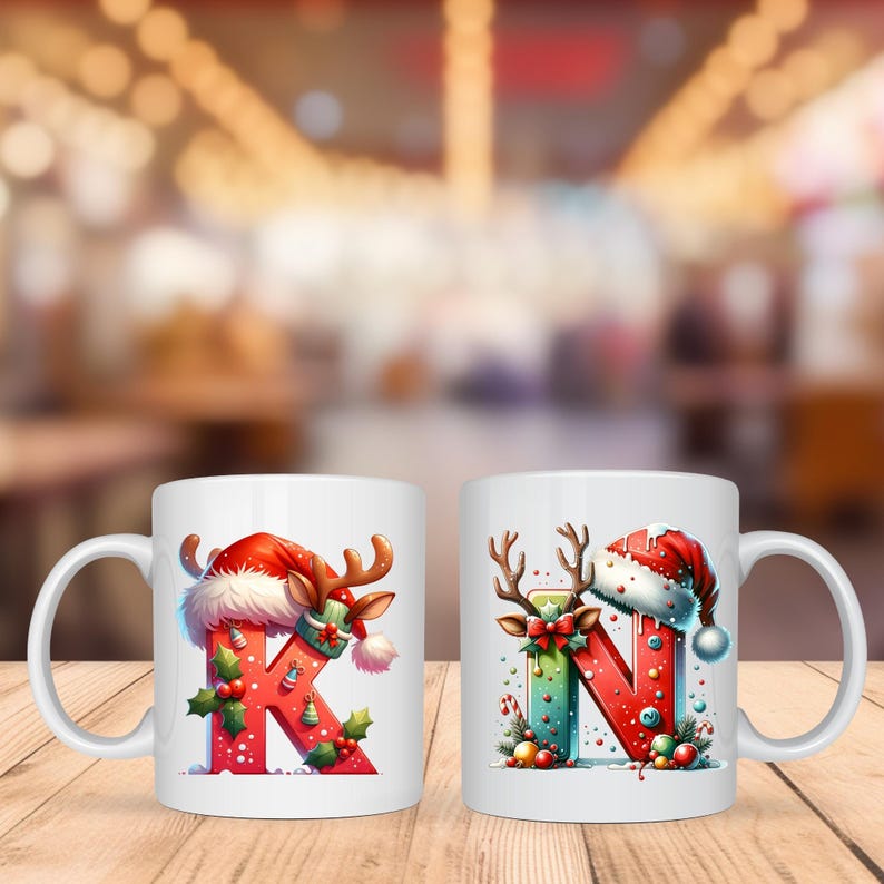 Christmas Mug Designs: Alpha Doodle A-Z Letters, Christmas Gift, Gift For Kid, Son, Daughter, Mom, Dad, Grandma, Grandpa