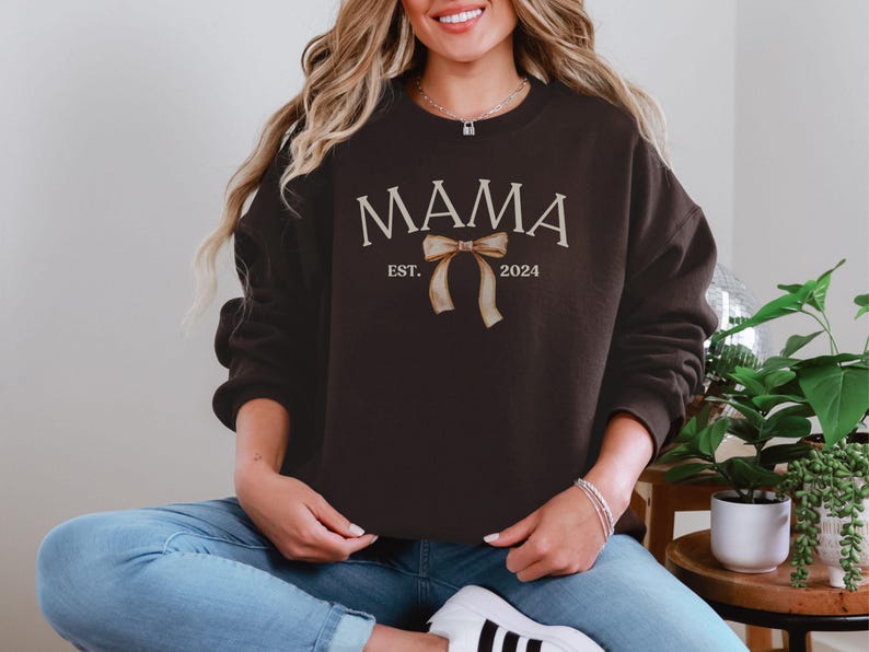 Mama Shirt For Mothers Day Gift From Daughter Bow Mama Fall Tshirt Birthday Gift For Mom New Mom To Be Baby Reveal