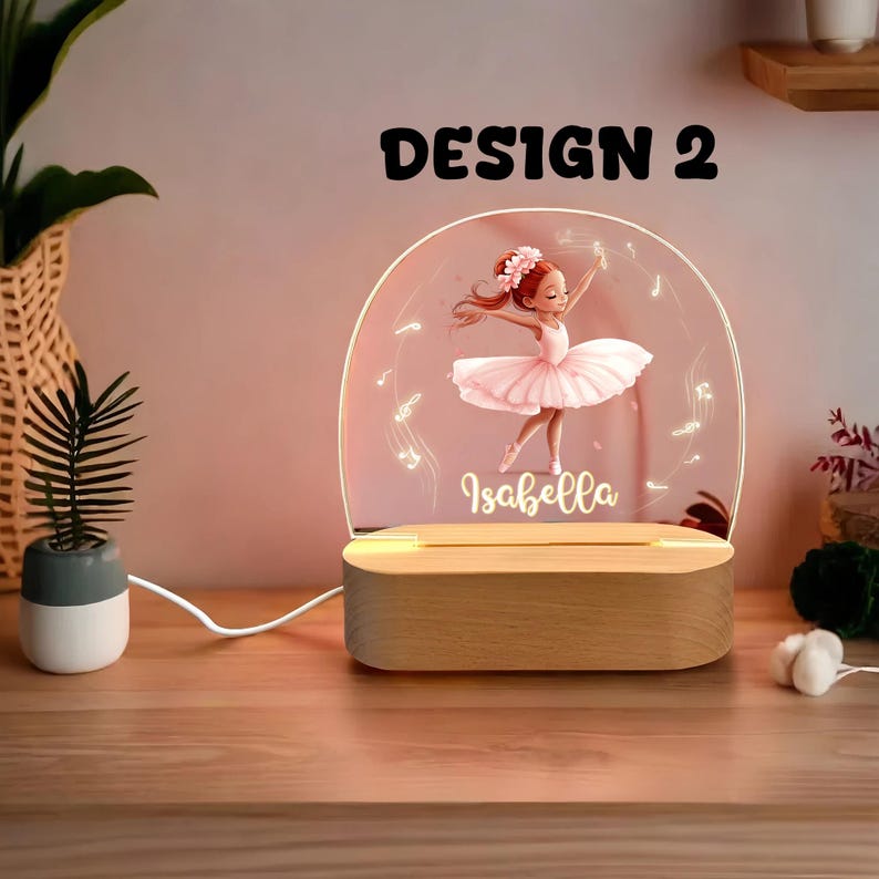 Custom Name Ballerina Night Light Gift for Girls Perfect for Bedroom Decor | Personalized Your Girl Name for Christmas and Birthday Gift