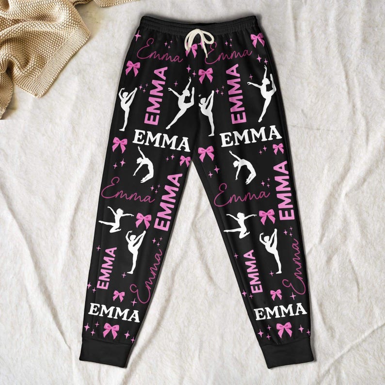 Dancing Girl Personalized Sweatpants, Custom Name Joggers, Ballerina Gift, Ballet Gift, Gift For Girls Daughter Friends, Dancing Team