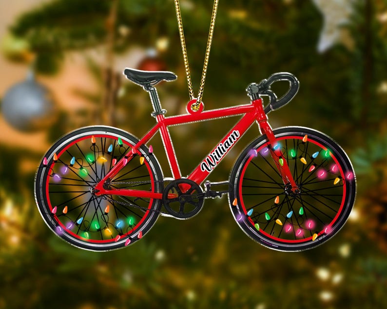 Personalized Name Bicycle Christmas Ornaments, Cycling Ornament, Bicycle Gift, Christmas Gifts For Bicycle Rider, Biker Xmas Ornament