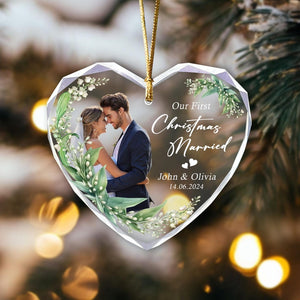 Personalized First Christmas Married Ornament 2025: Mr & Mrs Photo Keepsake