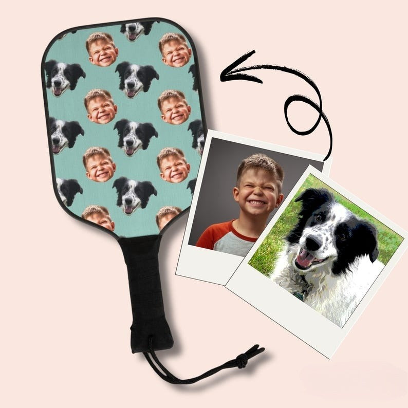 Custom Faces Pickleball Paddle, Personalized Paddle or Set with Faces, Showcase Kids, Pets, Logos, or Loved Ones, Unique Gift Idea