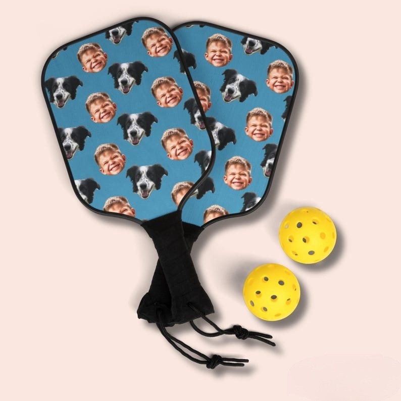 Custom Faces Pickleball Paddle, Personalized Paddle or Set with Faces, Showcase Kids, Pets, Logos, or Loved Ones, Unique Gift Idea