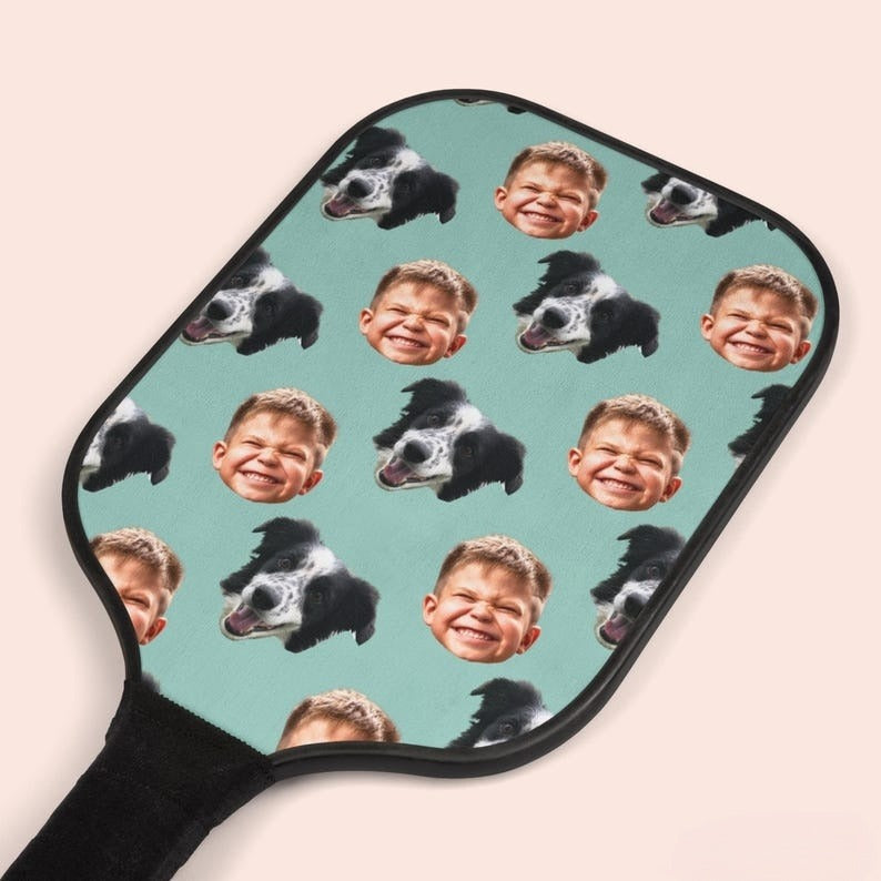 Custom Faces Pickleball Paddle, Personalized Paddle or Set with Faces, Showcase Kids, Pets, Logos, or Loved Ones, Unique Gift Idea