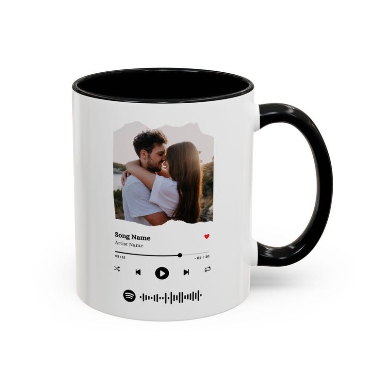 Personalized Romantic Coffee Mug, Customizable Gift for Couples, Custom Song Mug, Anniversary, Special Occasion