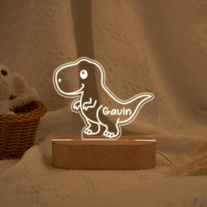 Personalized Dinosaur Name Night Light,Children's Bedside Lamps,Wooden Nursery Decorations,Kids Birthday Gifts,Christmas Gifts for Baby