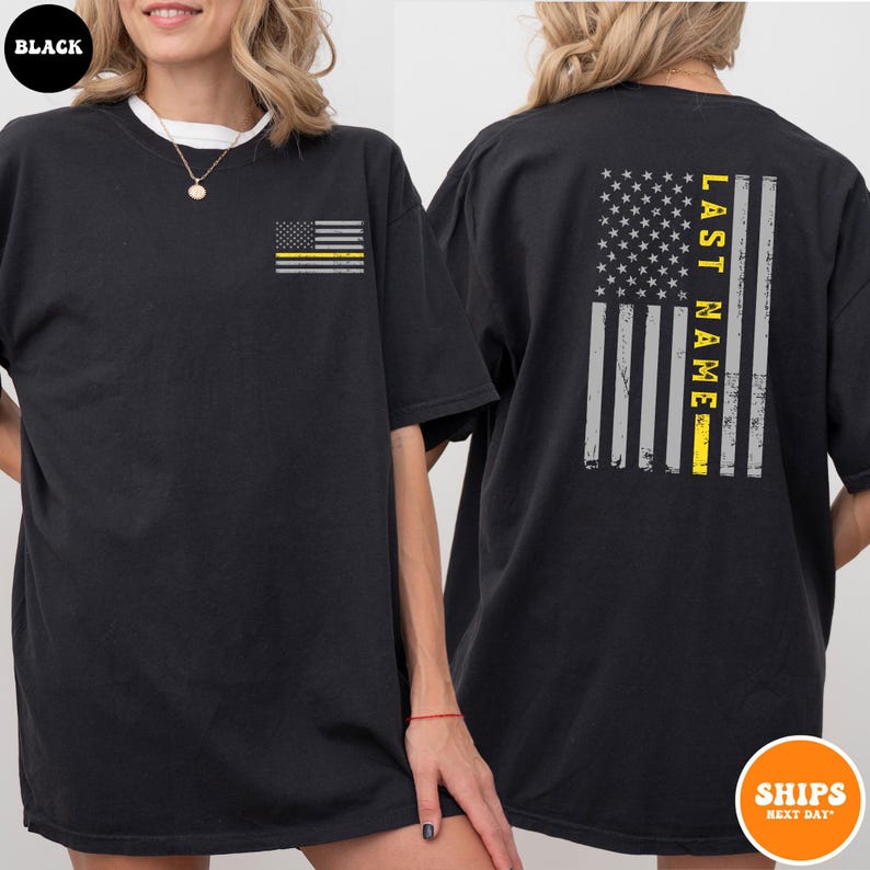 911 Dispatcher T-shirt | Thin Gold Line Flag Dispatcher Shirt | First Responder Gift | Personalized 911 Operator Shirt | Telecommunications
