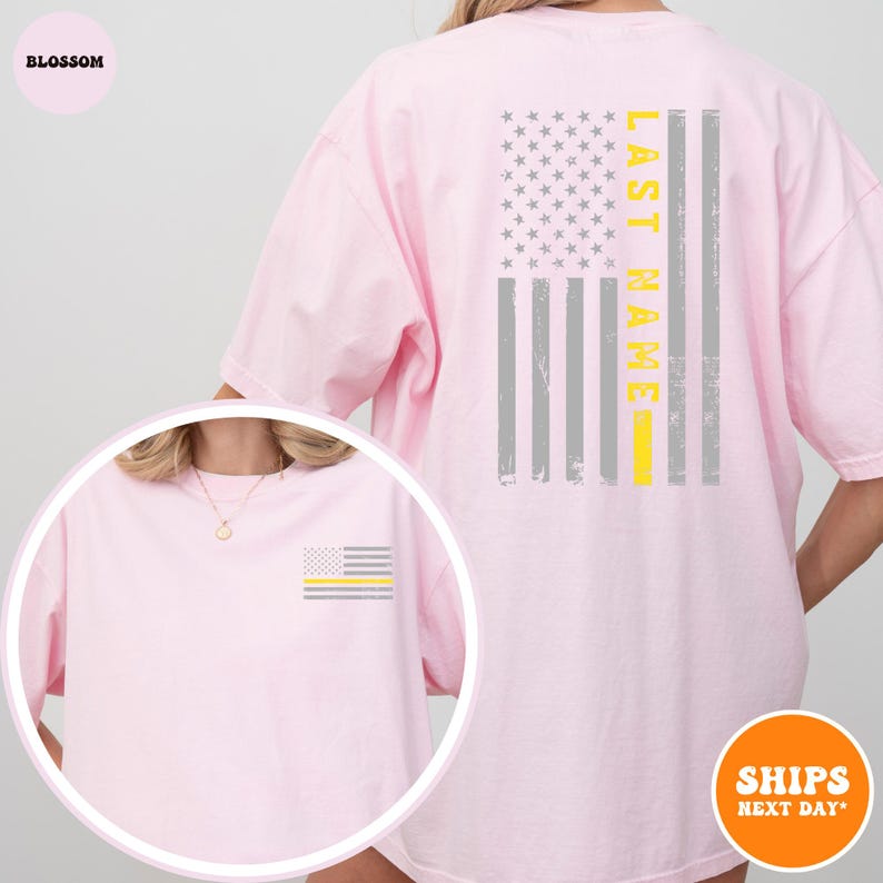 911 Dispatcher T-shirt | Thin Gold Line Flag Dispatcher Shirt | First Responder Gift | Personalized 911 Operator Shirt | Telecommunications