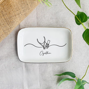 Manicurist Christmas Gift, Nail Polish Trinket Tray, Custom Name Ring Dish, Nail Salon Decor, Nail Enthusiasm Holiday Gift