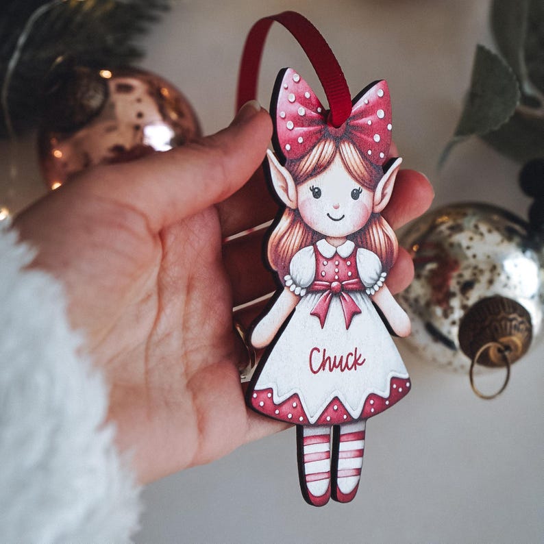 Personalized Elf Girl | Christmas Ornament, Christmas Ornament with custom name for girl for boy , Christmas 2025 Keepsake, Tree Adornment