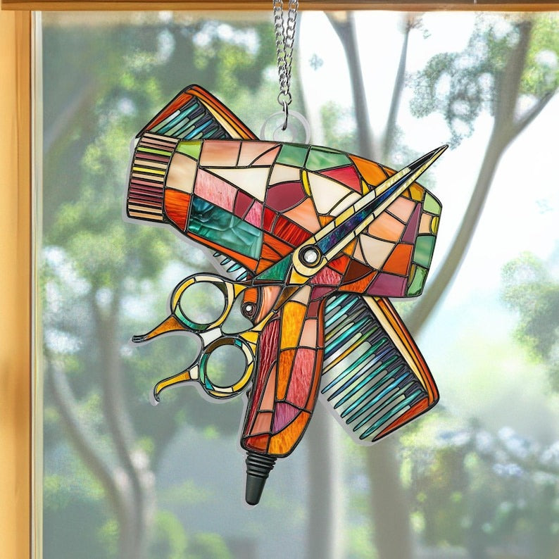 Hair Salon Decor, ACRYLIC Suncatcher Hair Tool, Hairdresser Gifts, Crystal Hair Tools, Hair salon gift ideas, Hair Salon Accessories