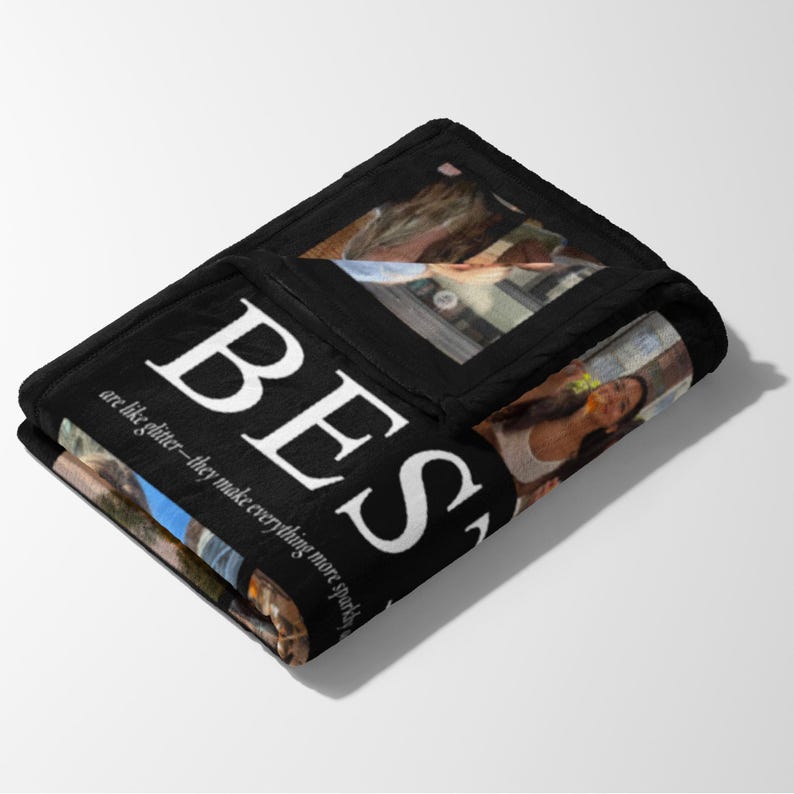 Personalized Best Friend Blanket,Bestie Birthday Gift,Photo Blanket with Custom Text BFF Soul Sister,Photo Gift For Long Distance Friend