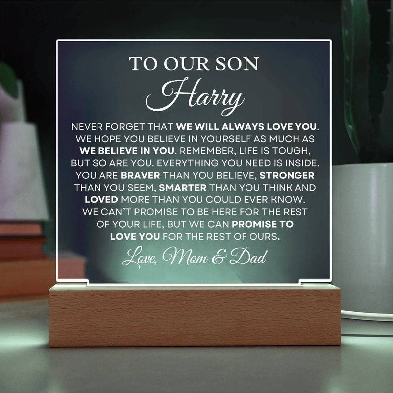 Our Son Gift - We Will Always Love You Personalized Custom Acrylic Square Plaque, Sentimental Gift, Heartfelt Gift, Keepsake Gift