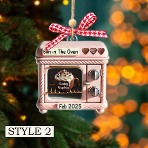 Bun In Oven Christmas Ornament: Pregnancy Announcement, New Mom Gift, 2D Flat Ornament